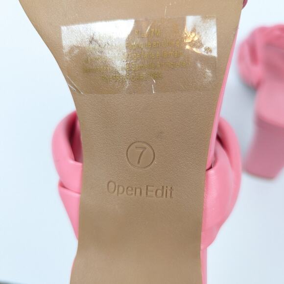 Open Edit Pink Remmy Twist Square Toe Sandals Size 7 - Picture 9 of 10